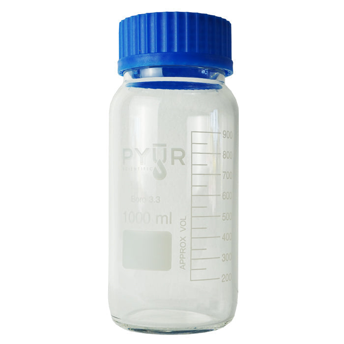 Pyur Scientific Glass Wide Mouth Reagent Media Storage Bottle 1000ml