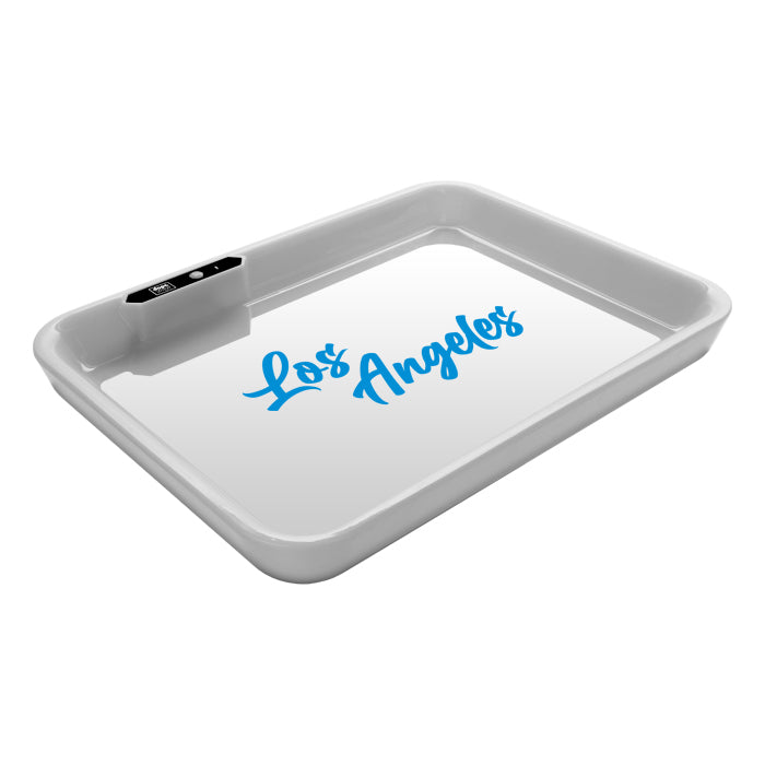 Dope Trays x Los Angeles - white background blue logo