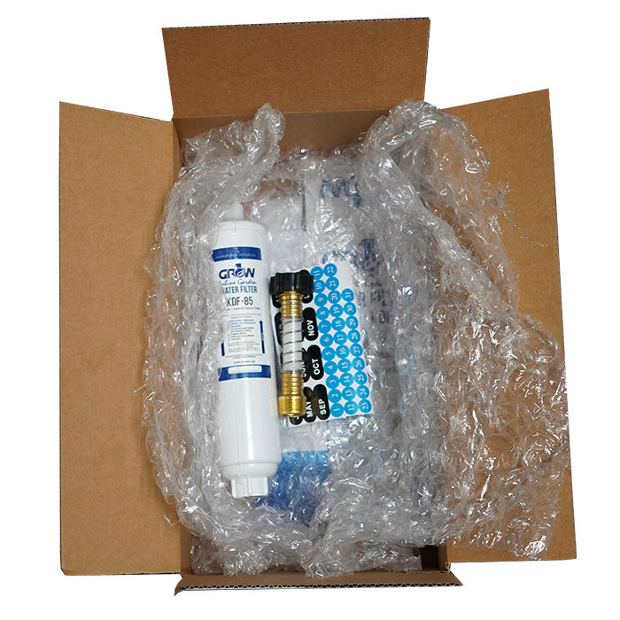 **REFURBISHED** GROW1 Inline KDF-85 Garden Water Filter – Chloramine, Chlorine, Heavy Metal Removal