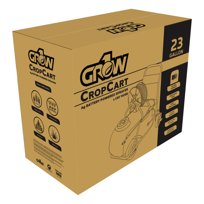 GROW1 CropCart 23 Gallon Battery Powered Ag Cart Sprayer 150ft Hose