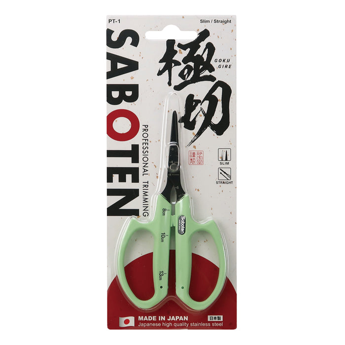 Saboten Fluorine Coated Straight Blade Scissors - Green (PT-1) (Case of 12)