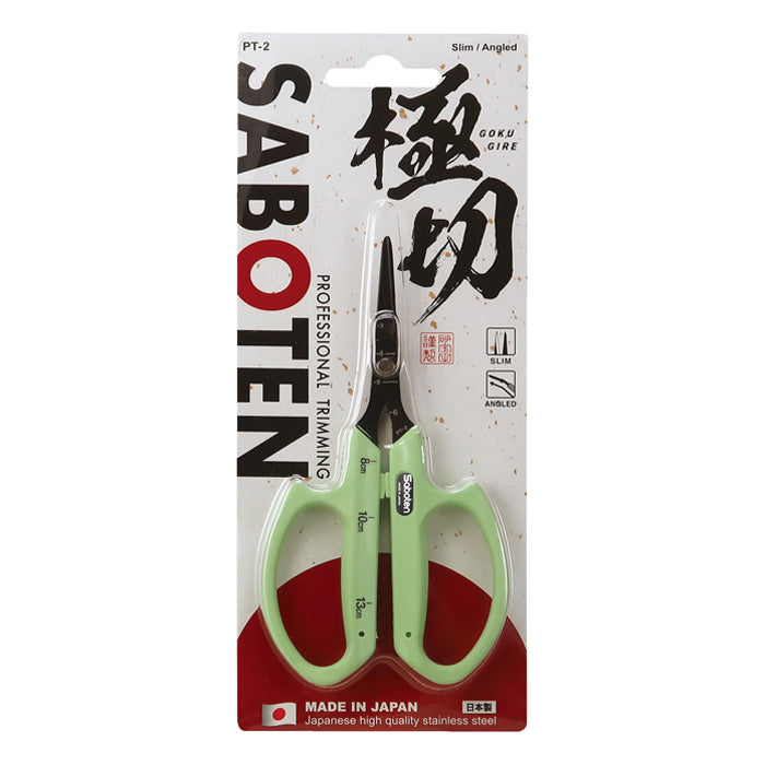 Saboten Fluorine Coated Angled Blade Scissors - Green (PT-2) (Case of 12)