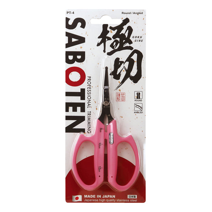 Saboten Fluorine Coated Round Tip Angled Blade Scissors - Pink (PT-4) (Case of 12)