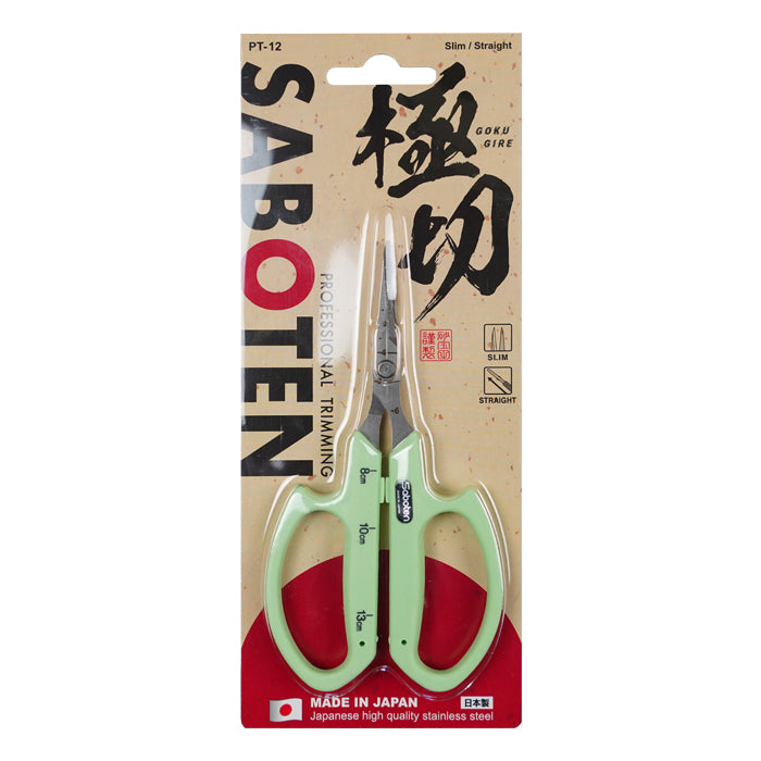 Saboten Stainless Steel Straight Blade Scissors - Green (PT-12) (Case of 12)